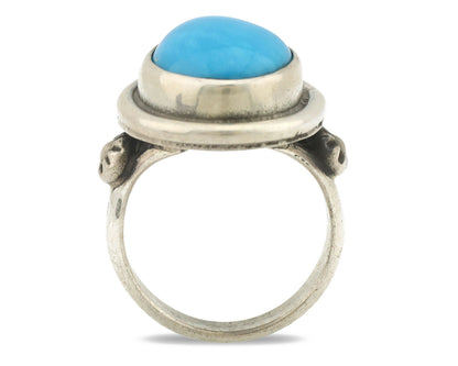 Navajo Ring .925 Silver Natural Blue Turquoise Native American Artist C.1980's