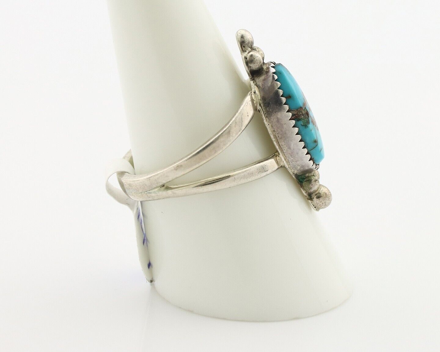 Navajo Ring .925 Silver Bisbee Turquoise Native American Artist C.80's