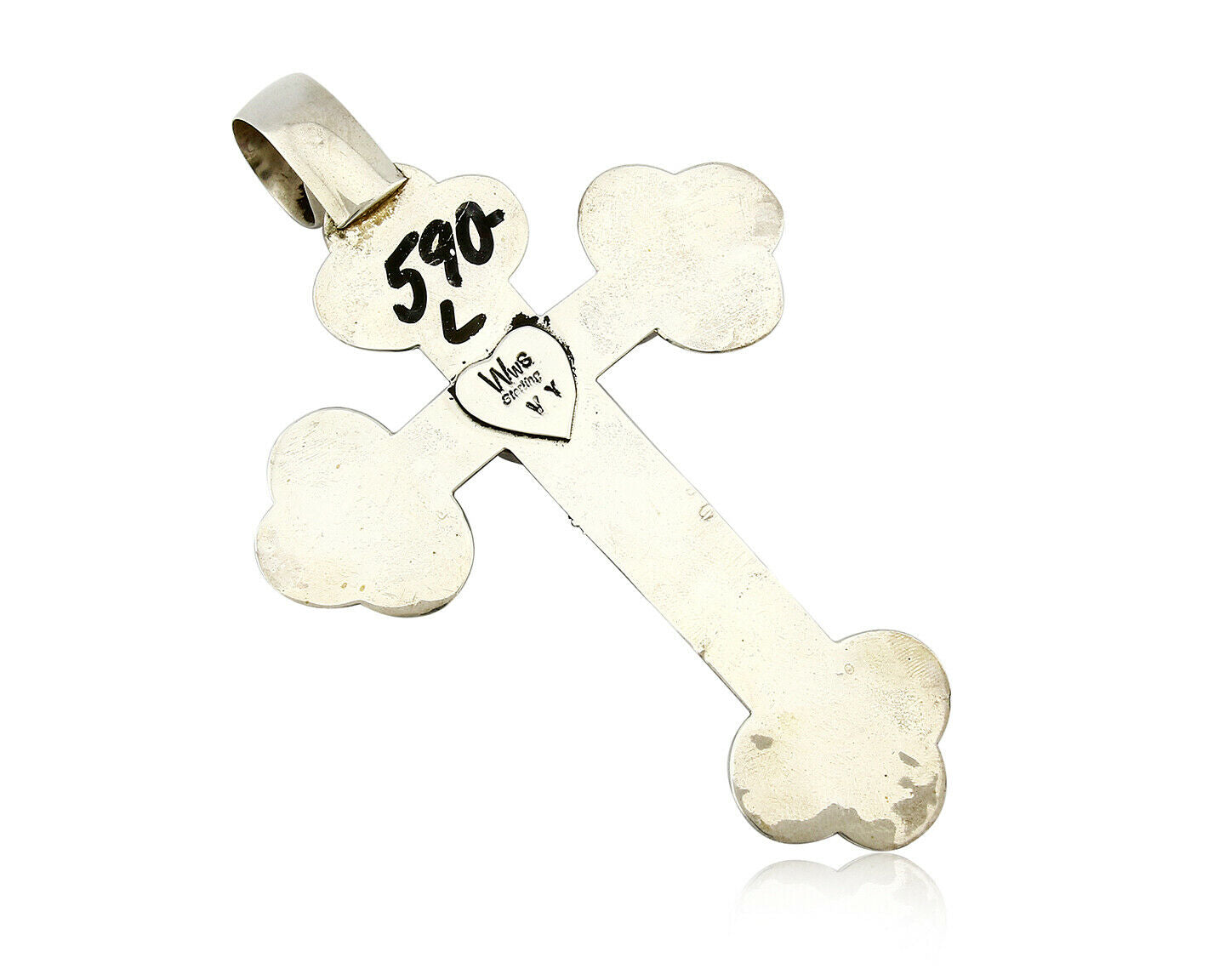 C.1980's Navajo Signed WWs & VY .925 Silver Large Lapis Cross