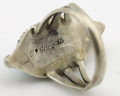 Navajo Ring .925 Silver Sleeping Beauty Turquoise Artist Signed S King C.1980's