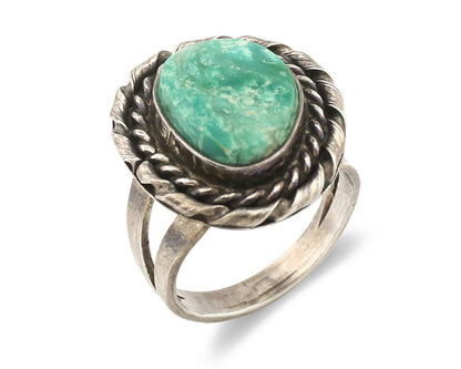 Navajo Ring .925 Silver Green Turquoise Native Artist C.1980's