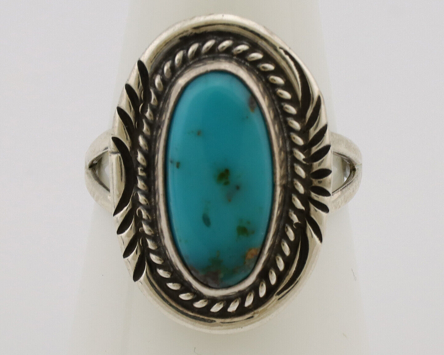 Navajo Ring .925 Silver Nevada Turquoise Native American Artist C.1980's