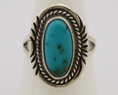 Navajo Ring .925 Silver Nevada Turquoise Native American Artist C.1980's