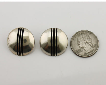 Navajo Earrings 925 Silver Hnadmade Native American Artist Signed Yazzie C.80's