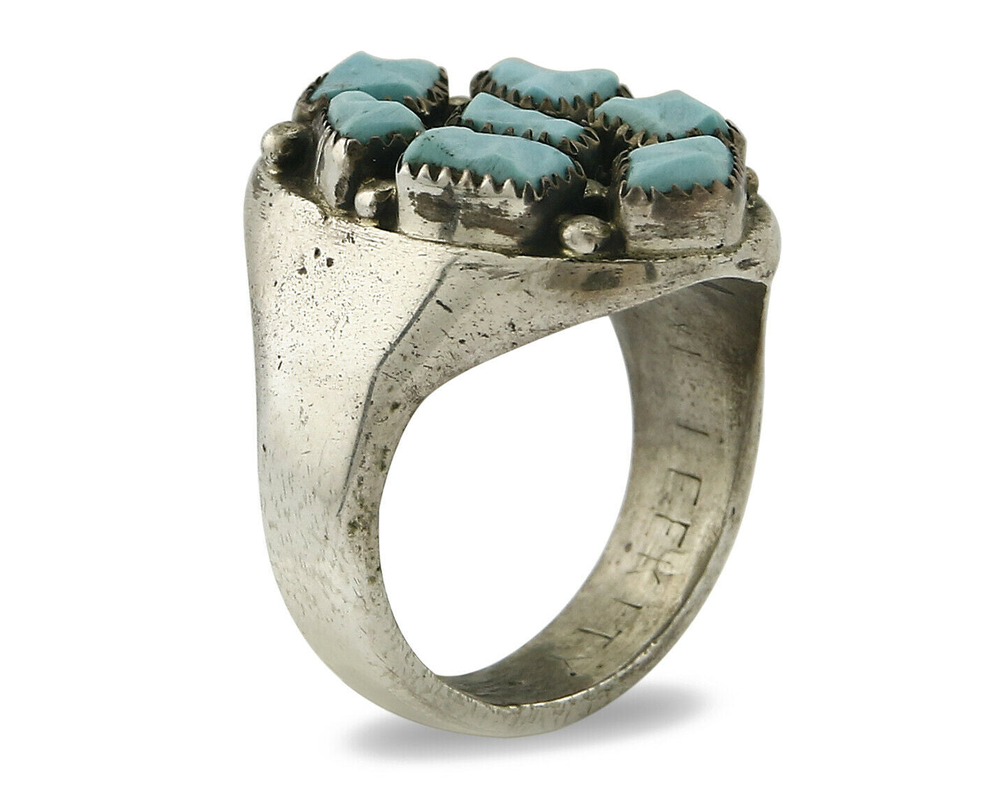 ZUNI Ring .925 SOLID Silver Sleeping Beauty Turquoise LEEKITY C.1980's