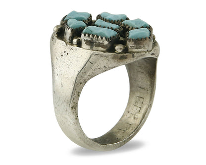 ZUNI Ring .925 SOLID Silver Sleeping Beauty Turquoise LEEKITY C.1980's