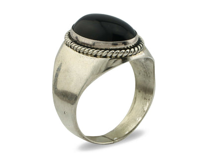 Navajo Ring .925 Silver Handmade Black Onyx Native American Artist C.80's