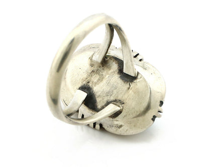 Navajo Ring .925 Silver Kingman Turquoise Handmade Native American Artist C80s