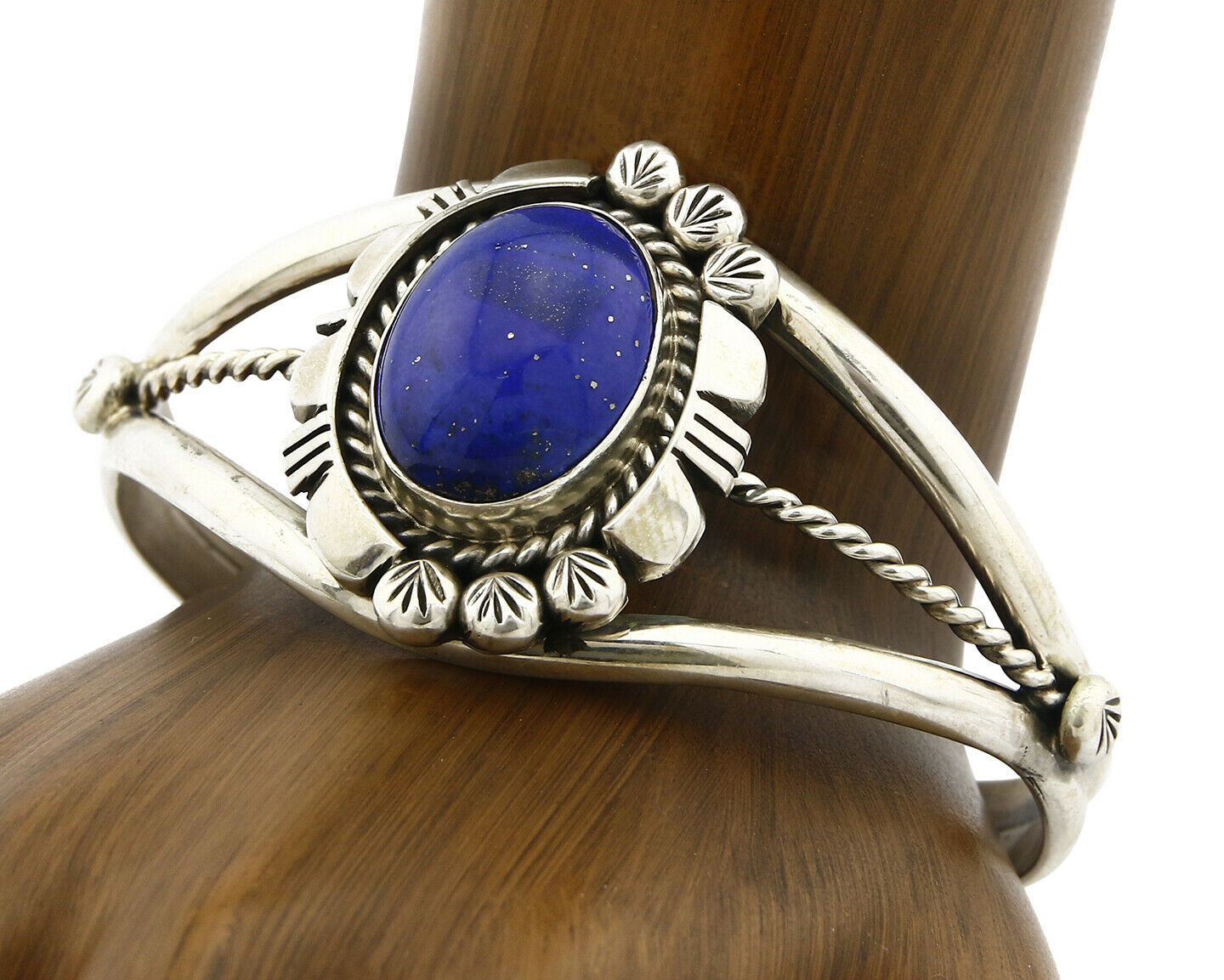 Navajo Bracelet .925 Silver Lapis Lazuli Cuff Signed RY C.90's Handmade