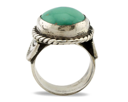 Navajo Handmade Ring 925 Silver Green Turquoise Signed C Montoya C.80's