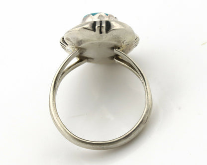 Navajo Ring .925 Silver Kingman Turquoise Handmade Native American Artist C.80's