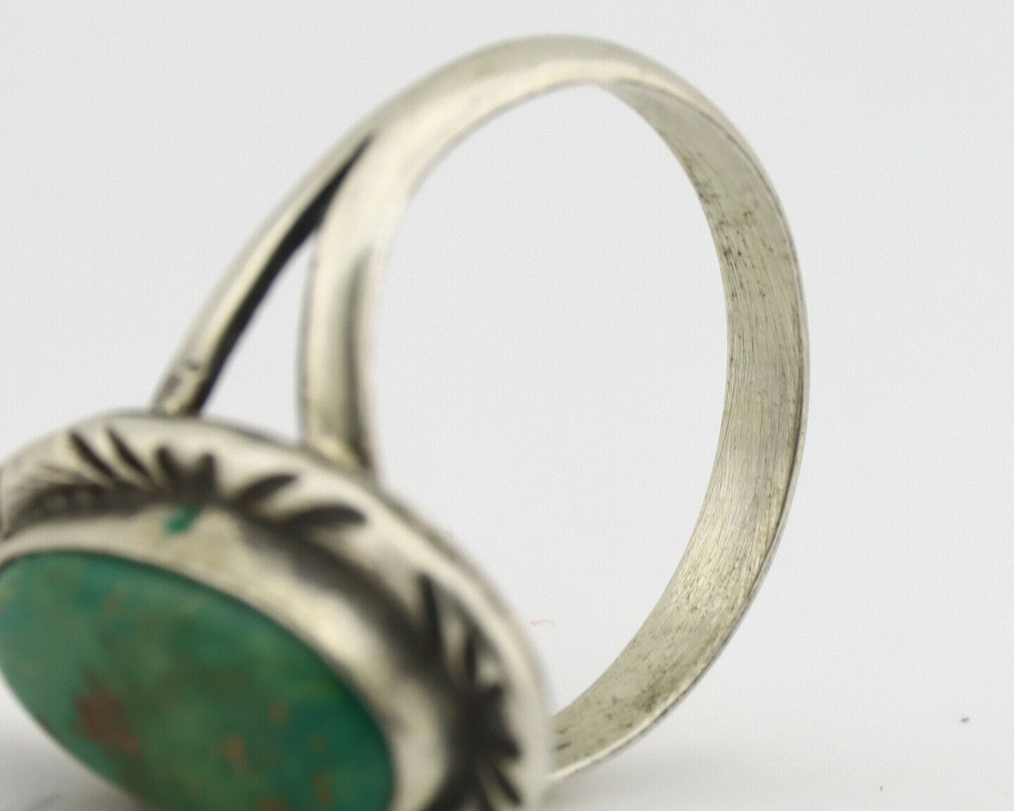 Navajo Ring .925 Silver Kingman Turquoise Native Artist Signed C.80's