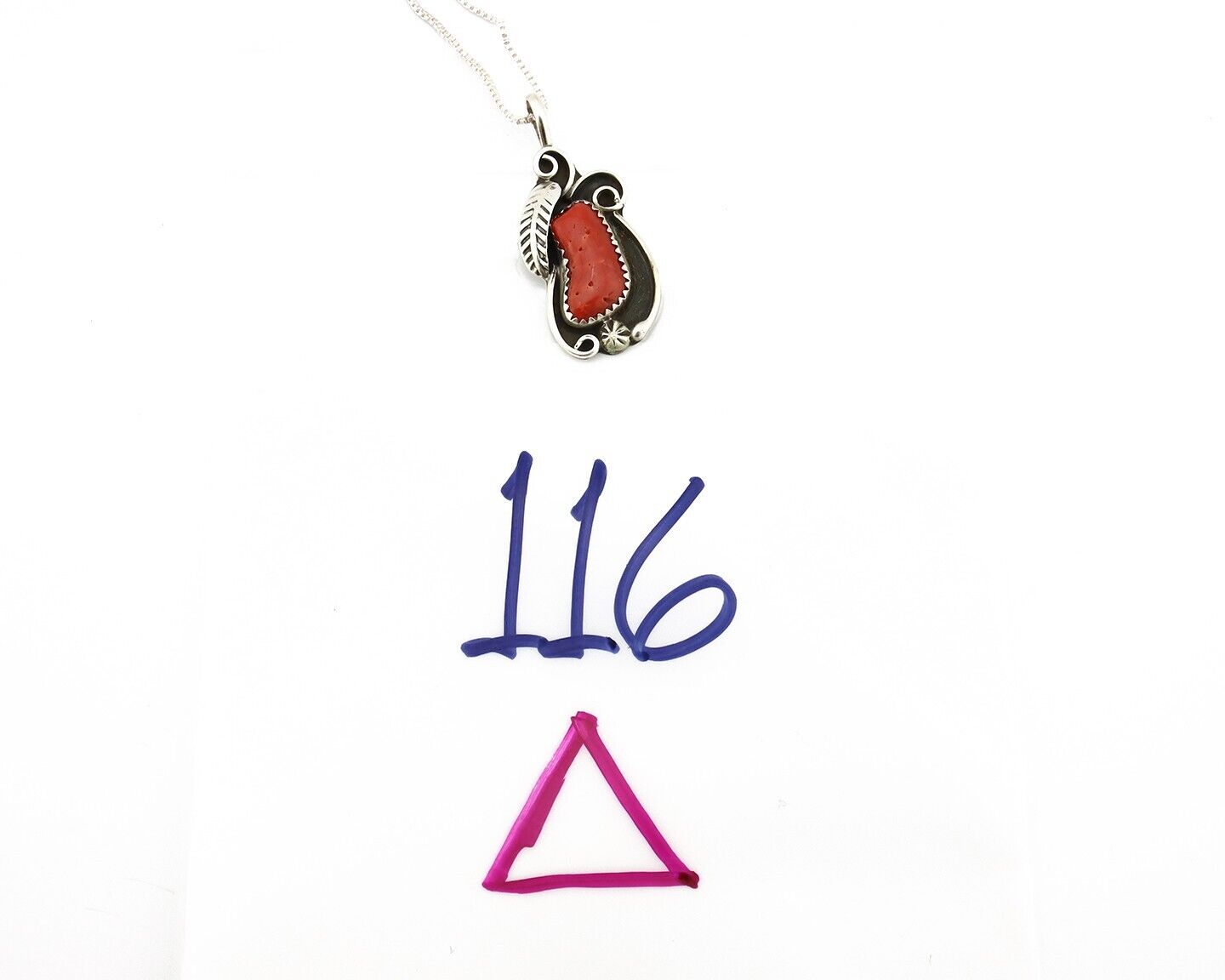 Navajo Necklace 925 Silver Red Medterranean Signed Josephine Rojas C.80's