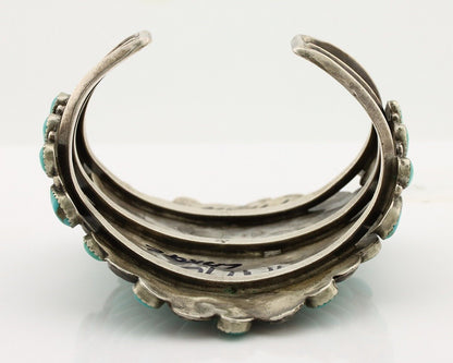 Navajo Link Bracelet .925 Silver Natural Blue Turquoise Artist Robert Gene C80s