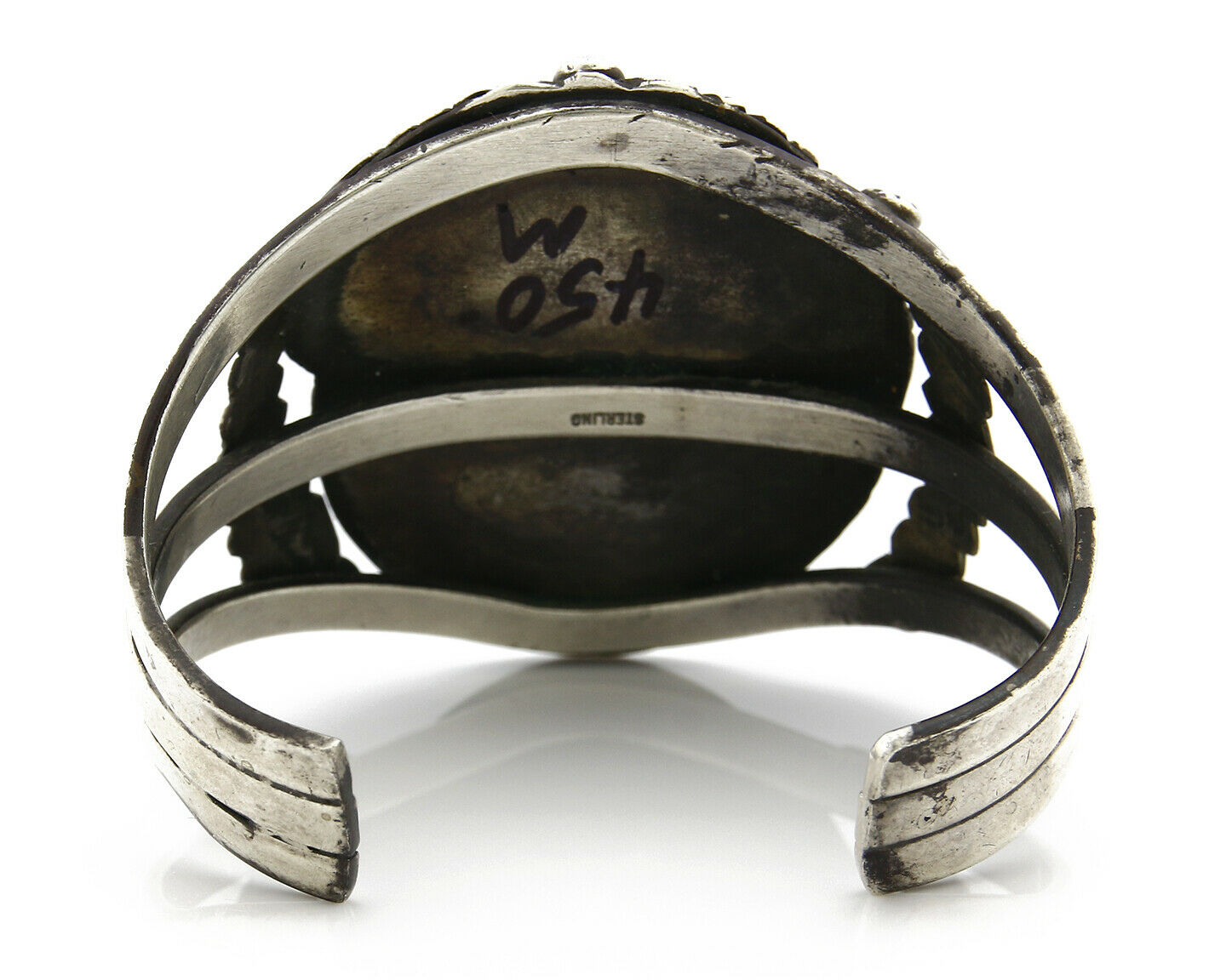 Navajo Bracelet .925 Silver Natural Agate Handmade Native C.80's