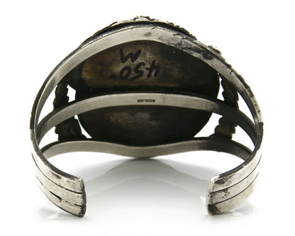 Navajo Bracelet .925 Silver Natural Agate Handmade Native C.80's