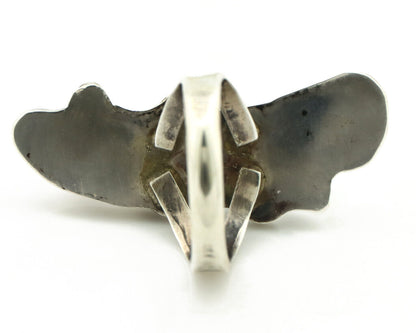 Navajo Ring 925 Silver Coral & Sleeping Beauty Turquoise Native Artist C.80's