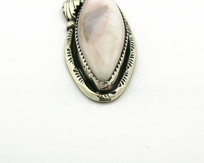 Navajo Pendant .925 Silver Real Natural Pink Mussel Signed Yazzie C.80's
