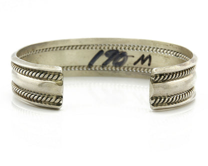 Navajo Bracelet .925 Silver Handmade Hand Stamped Signed Artist TAHE Circa 1980s