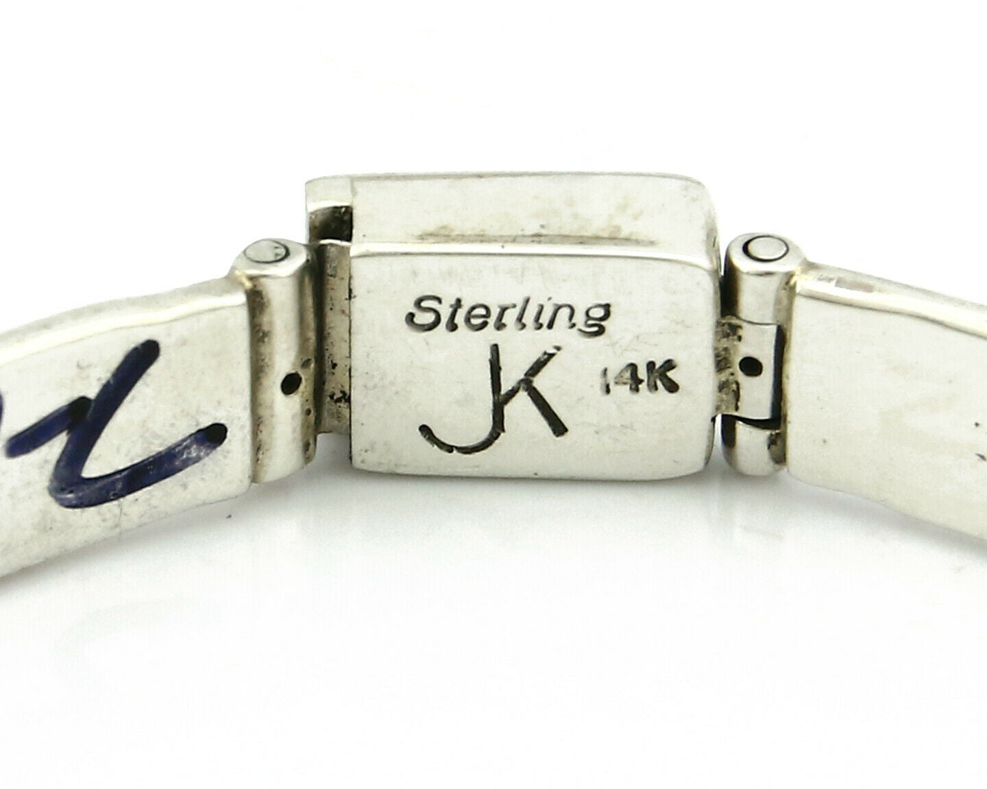 Navajo Bracelet Handmade .925 Silver & 14k SOLID Yellow Gold Signed JK C.85-92