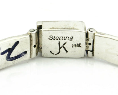 Navajo Bracelet Handmade .925 Silver & 14k SOLID Yellow Gold Signed JK C.85-92