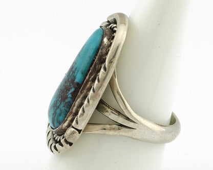 Navajo Ring 925 Silver Natural Blue Turquoise Artist Signed Ben S C.80's