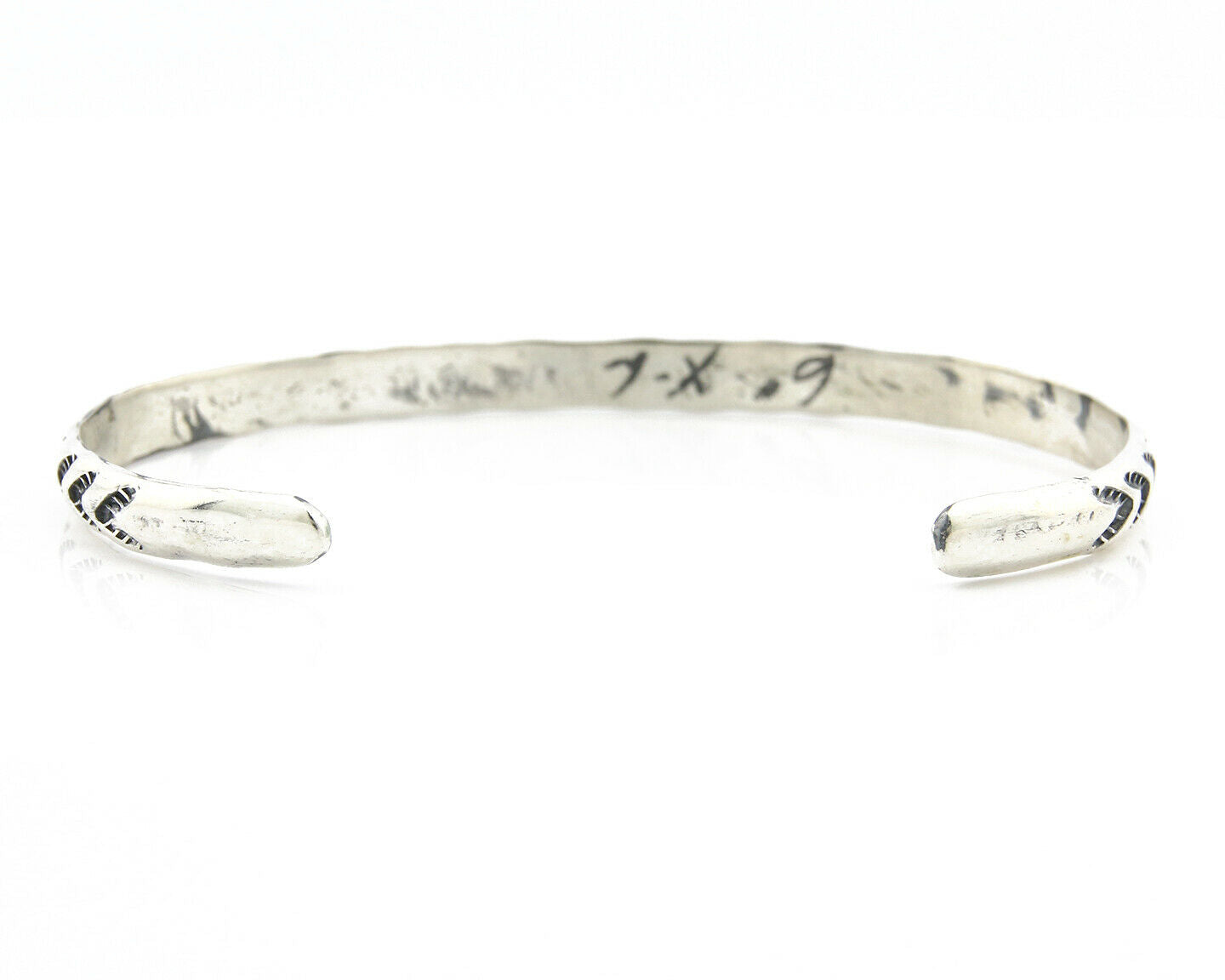 Navajo Bracelet .925 Silver Hand Stamped Arrow Head Artist I Montoya C80s