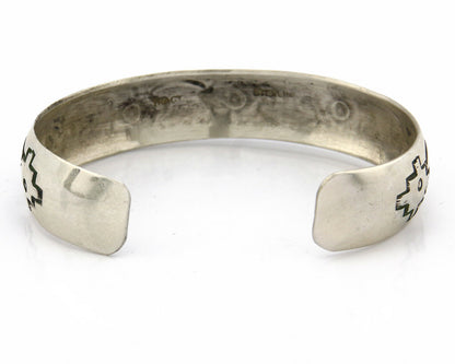 Navajo Bracelet .925 Silver Hand Stamped Artist Signed Tracy C.80's