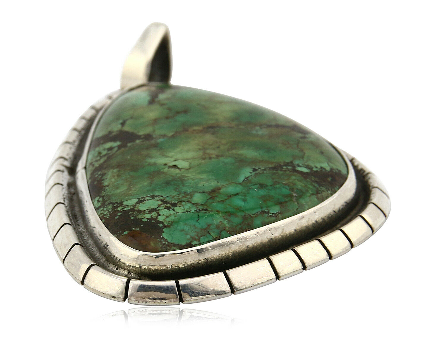 Navajo Pendant .925 Silver Natural Slab Turquoise Native Artist C.80's