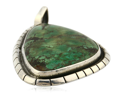 Navajo Pendant .925 Silver Natural Slab Turquoise Native Artist C.80's