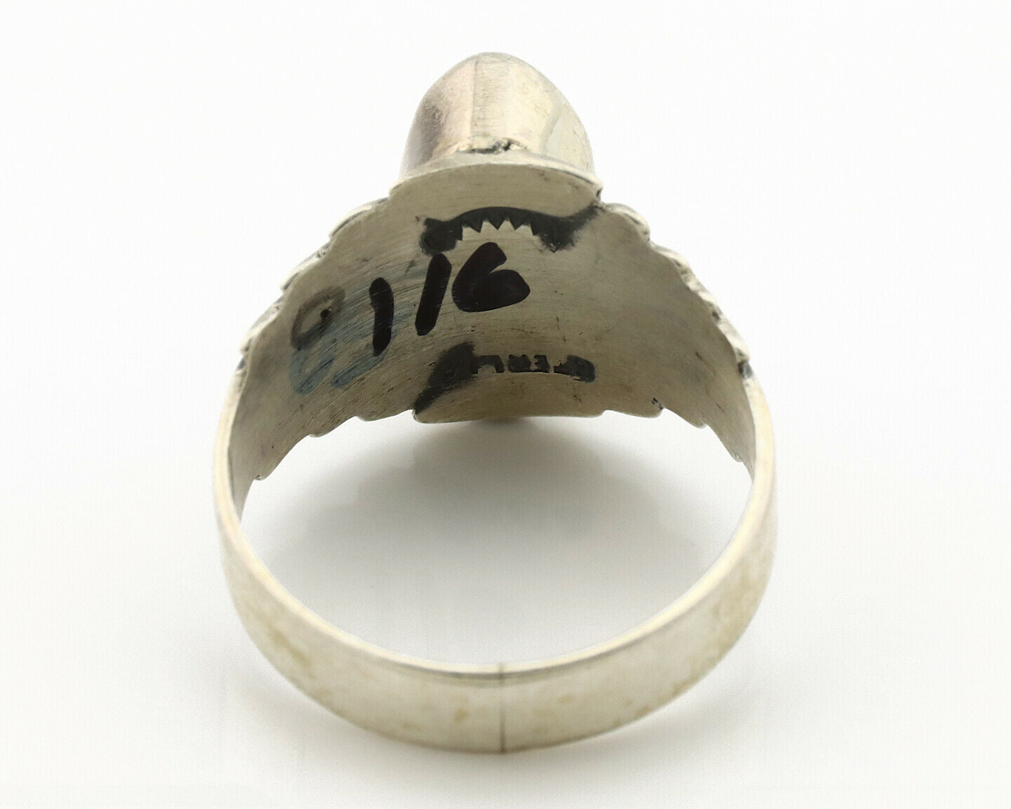 Navajo Ring .925 Silver Kingman Turquoise Artist Signed Apache C.80's