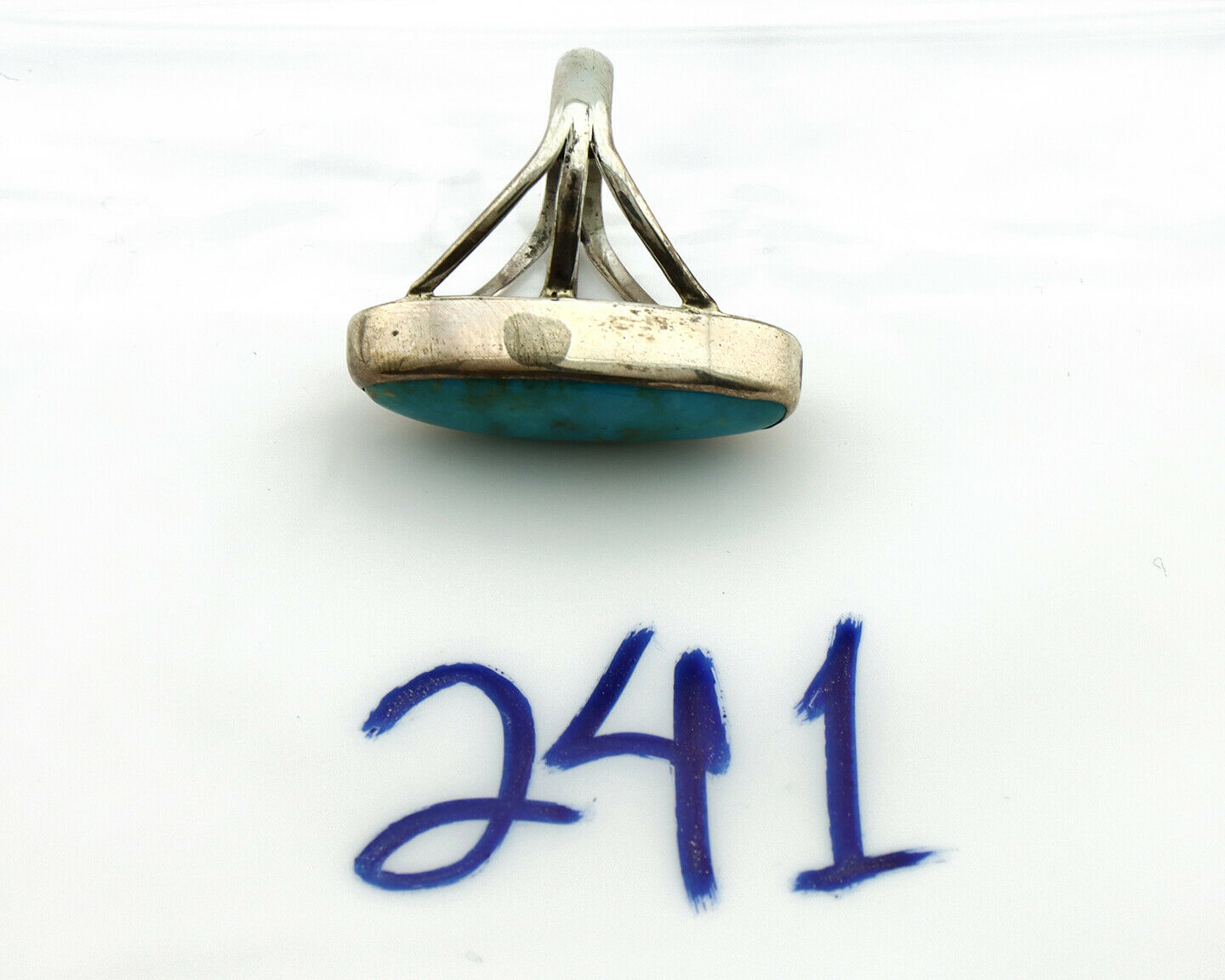 Navajo Ring .925 Silver Nevada Turquoise Native American Artist C.80's