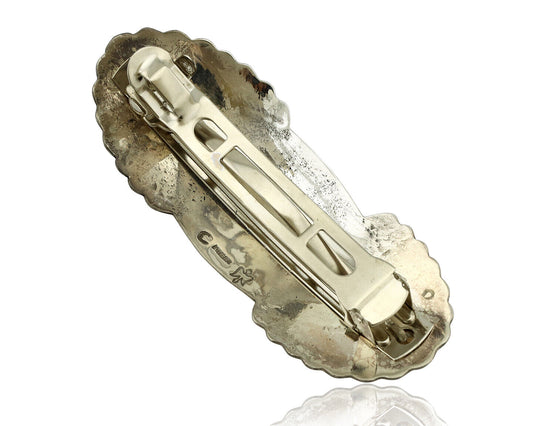 Navajo Hair Clip Barrette .925 Silver Hand Stamped Artist Signed C Montoya C80s