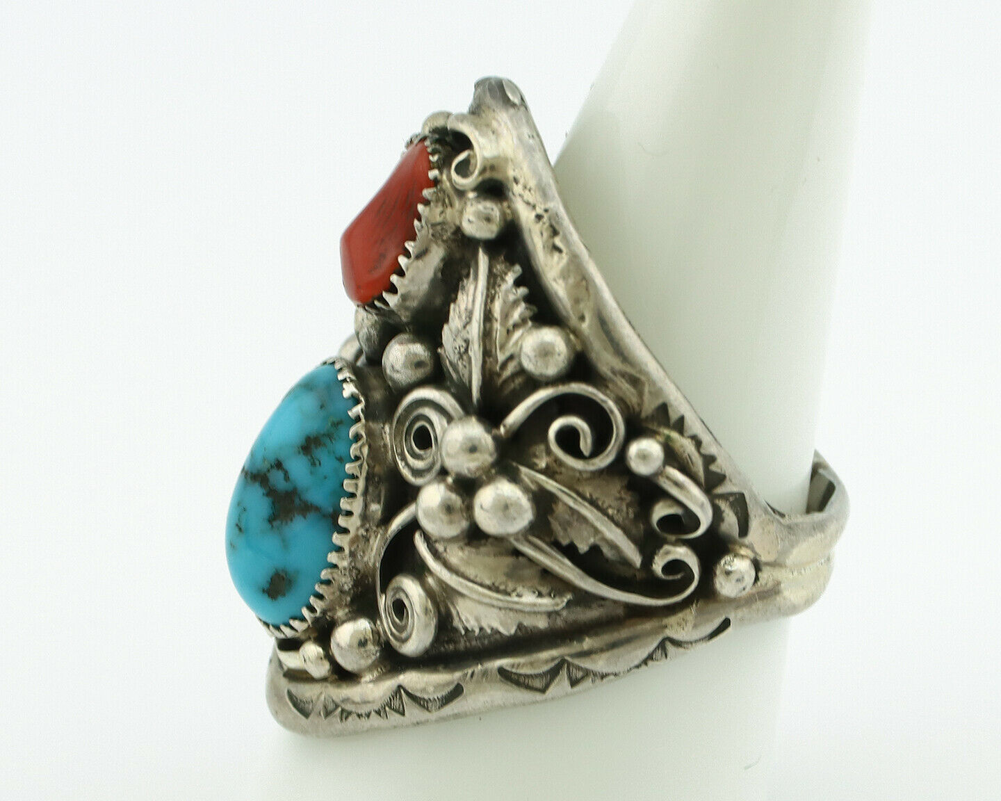 Navajo Ring .925 Silver Natural Blue Turquoise Native American Artist C.80's