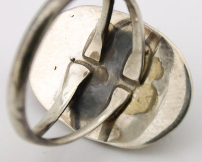 Navajo Ring .925 Silver Nevada Turquoise Signed Native Artist C.1980's