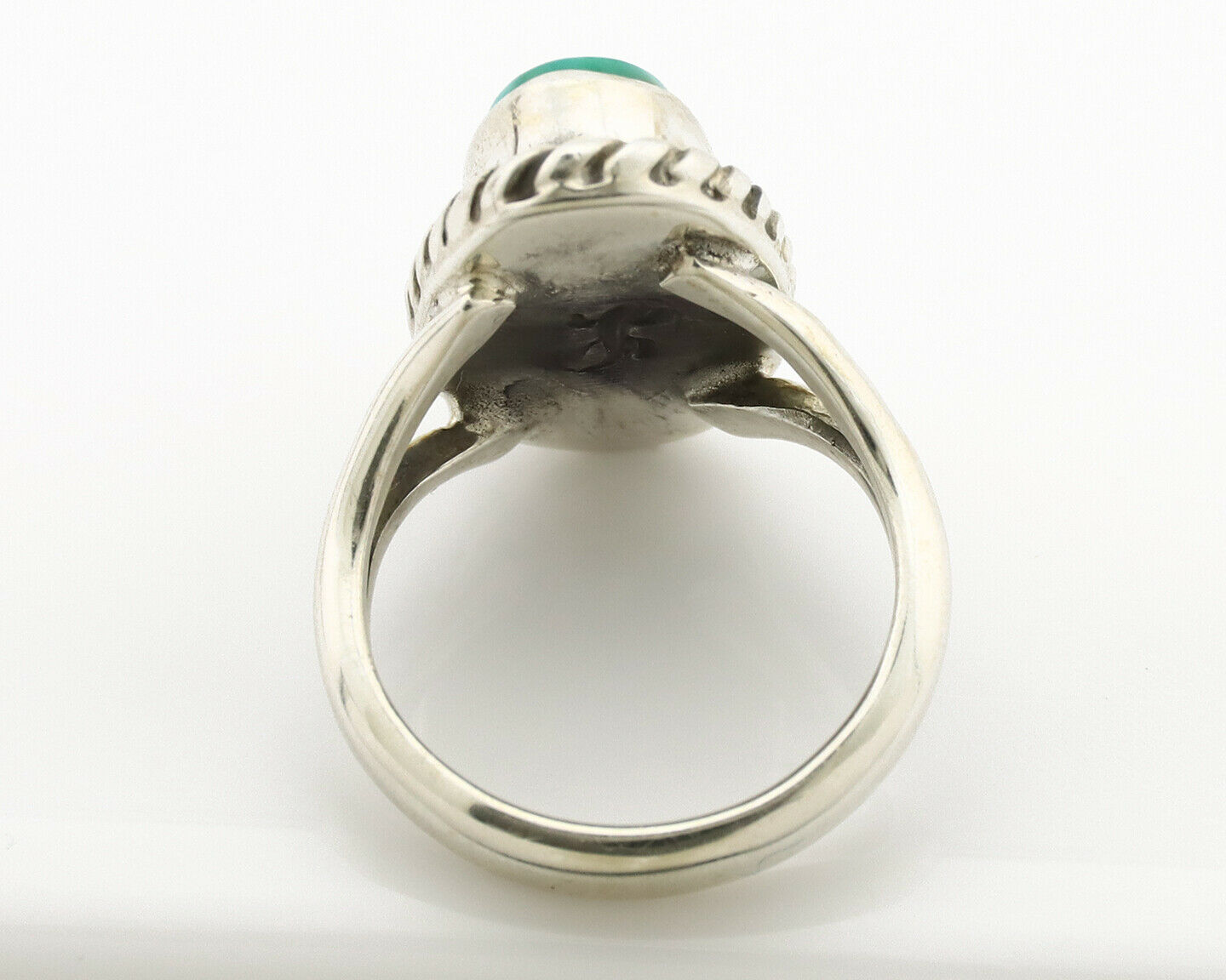 Navajo Ring .925 Silver Natural Mined Turquoise Artist Signed Gecko C.80's