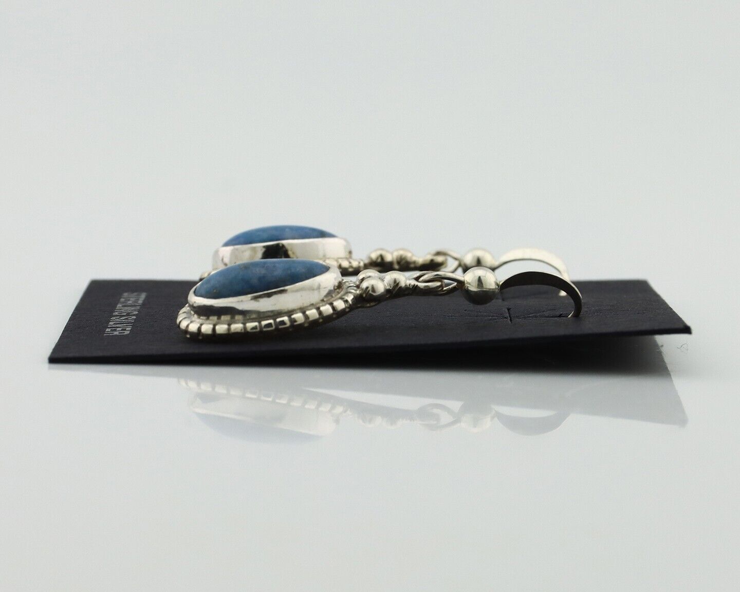 Navajo Earrings 925 Silver Natural Royal Blue Lapis Native American Artist C90s