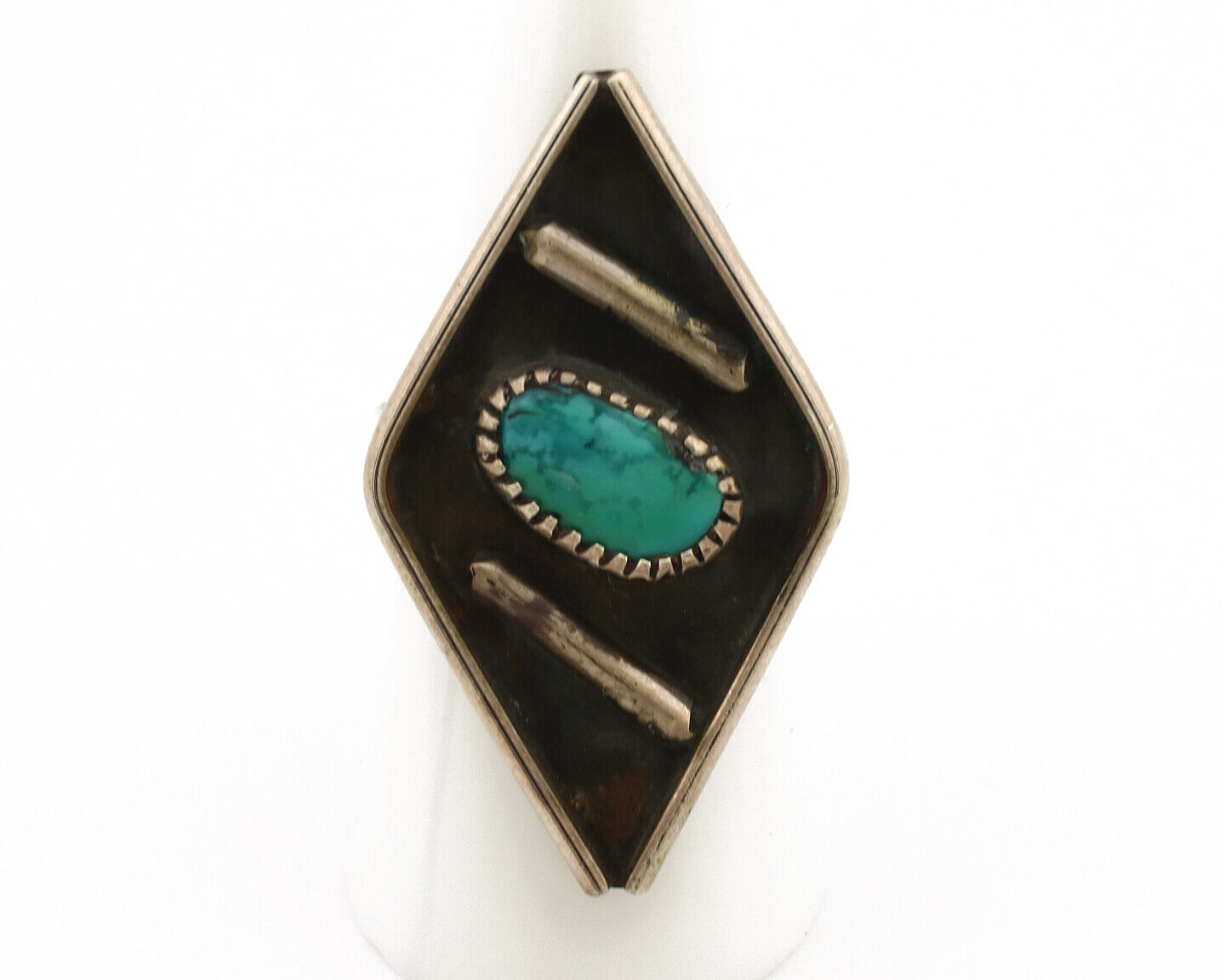 Navajo Ring 925 Silver Kingman Turquoise Native Artist C.70's
