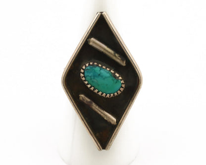 Navajo Ring 925 Silver Kingman Turquoise Native Artist C.70's