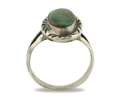 Navajo Ring .925 Silver Kingman Turquoise Native Artist Signed C.80's