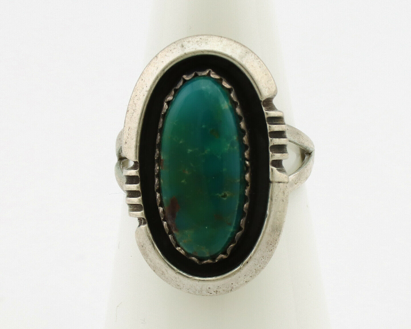 Navajo Ring .925 Silver Kingman Turquoise Native American Artist C.1980's