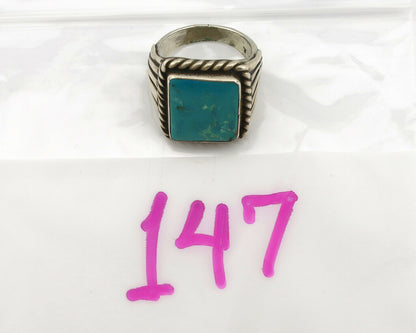 Navajo Ring .925 Silver Bluegreen Turquoise Signed C Montoya C.80's