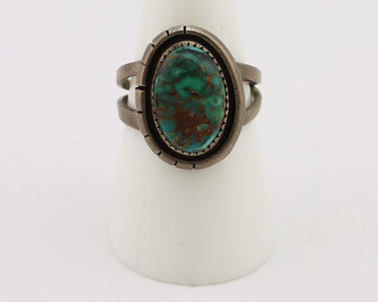 Navajo Handmade Ring .925 Silver Spiderweb Turquoise Native American Artist C80s