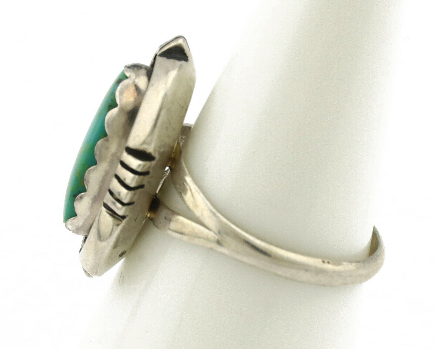 Navajo Ring .925 Silver Kingman Turquoise Handmade Native American Artist C.80's