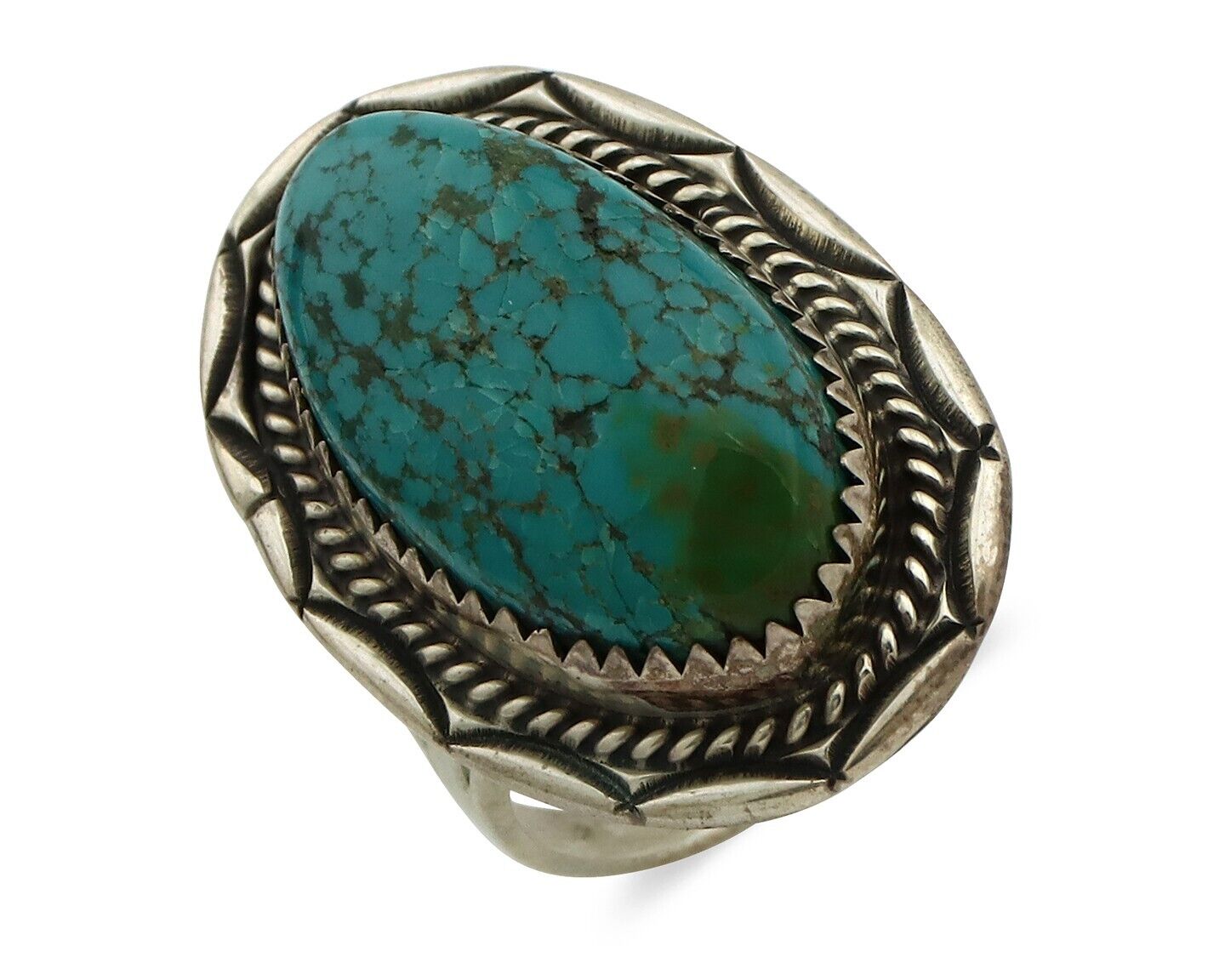 Navajo Ring .925 Silver Blue Turquoise Native American Artist C.80's