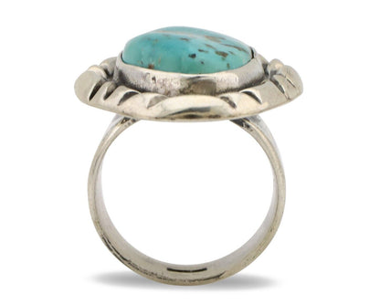 Navajo Ring 925 Silver Natural Blue Turquoise Native Artist Signed C Montoya C80