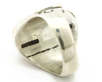 Navajo Ring .925 Silver Crescent Valley Turquoise Native Artist C.80's