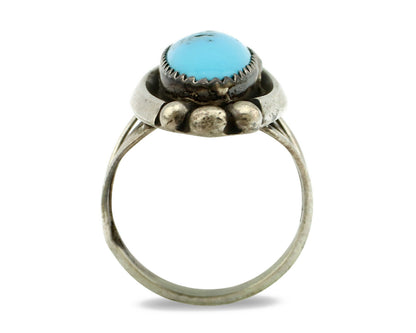 Navajo Ring .925 Silver Natural Blue Turquoise Native Artist SC C.80's