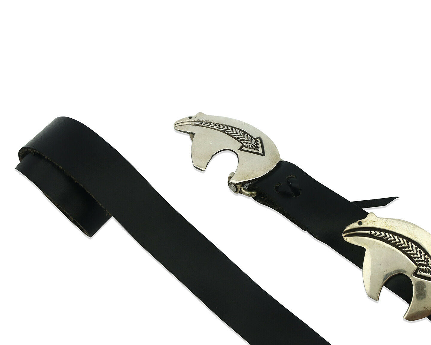 Navajo Concho Belt .925 Silver Arrow Bear Handmade Signed BK C.80's