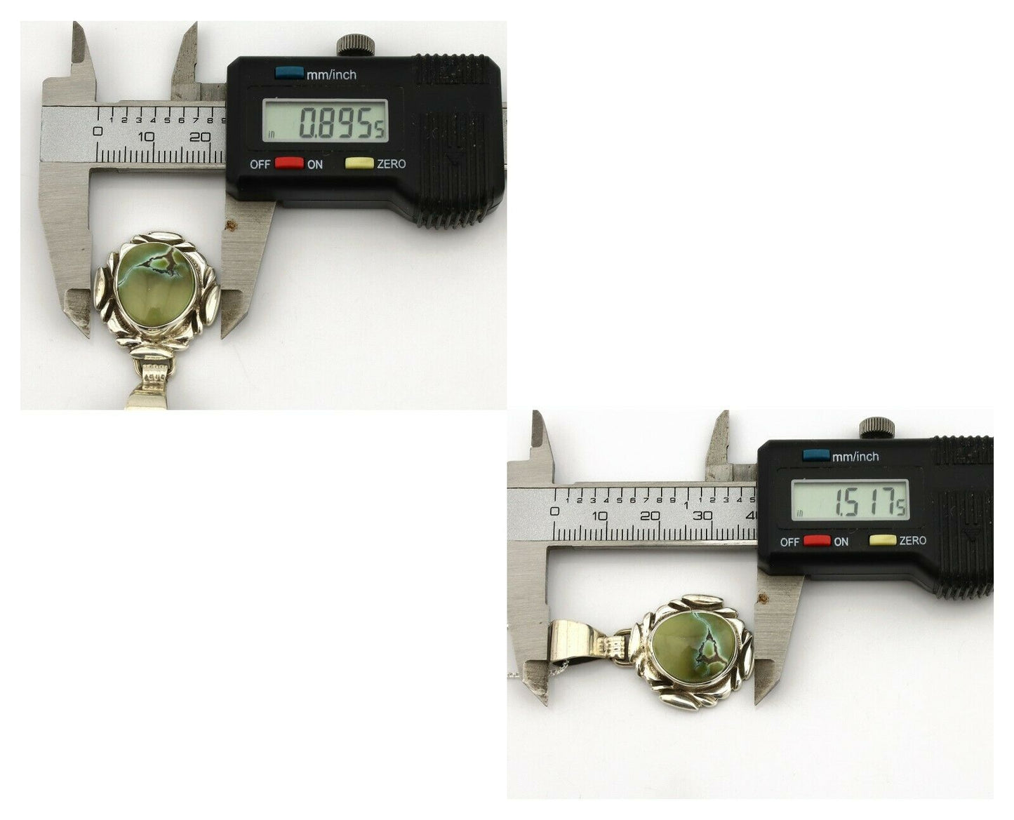 Navajo Necklace .925 Silver Damele Variscite Signed Sun C.1980's